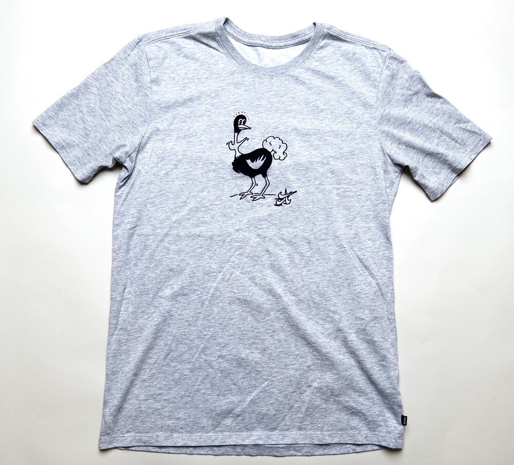 Nike SB Shirt Mens Small Gray Dri-Fit Ostrich Cartoon Skateboarding AA8070-063